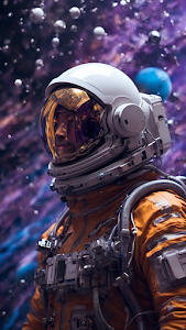 Astronaut Portrait Purple Nebula Space Exploration Art