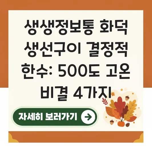 생생정보통 화덕 생선구이 결정적 한수: 500도 고온에서 비린내 잡고 육즙 가두는 노하우 대표 이미지