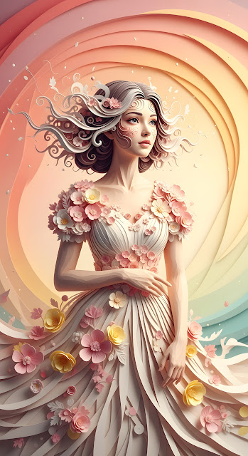Ethereal Spring Maiden Pastel Rainbow Fantasy Art - Free mobile Wallpaper