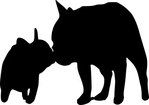 French Bulldog and puppy silhouette Free SVG for Cricut Maker cutting and engraving