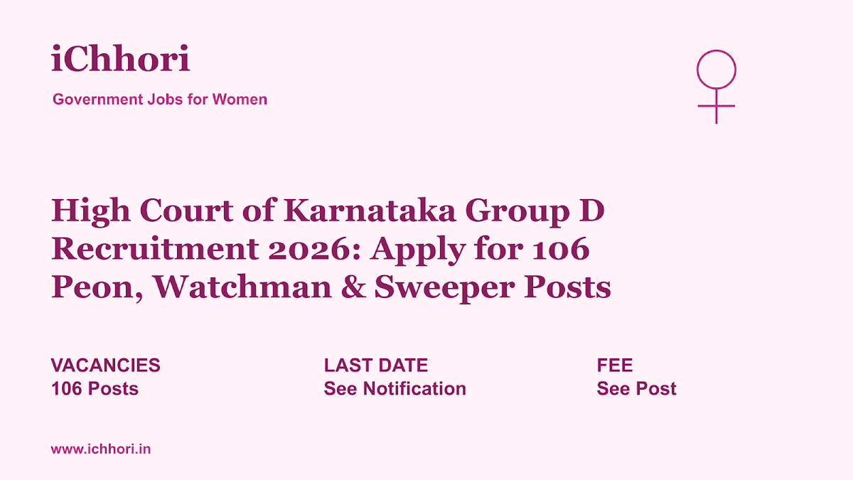 High Court of Karnataka Group D Recruitment 2026: Apply for 106 Peon, Watchman & Sweeper Posts - iChhori