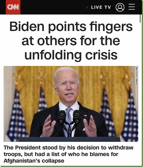 biden points fingers afghanistan