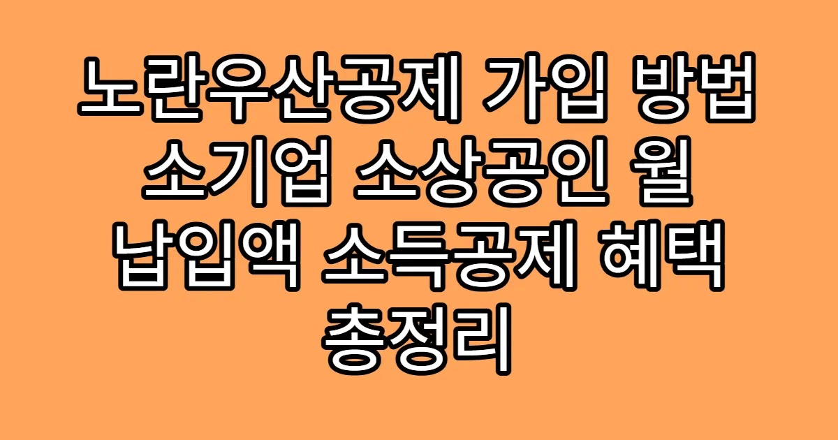 노란우산공제 가입 방법 소기업 소상공인 월 납입액 소득공제 혜택 총정리