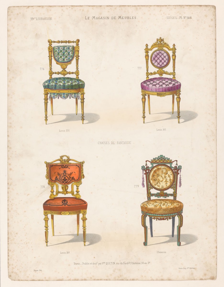 Chaises de fantaisie  Louis XVI  Louis XIV  Chinoise 1832   1904