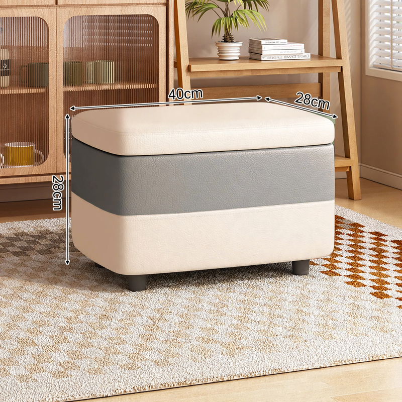 Rectangular leather seat cube with storage