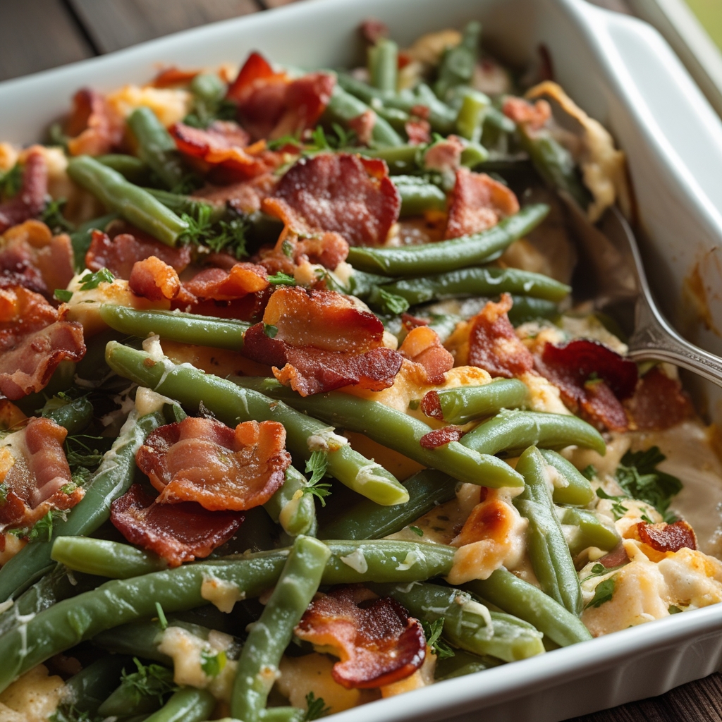 Bacon Loaded Green Bean Casserole – Easy, Comforting, Family-Friendly Side Dish