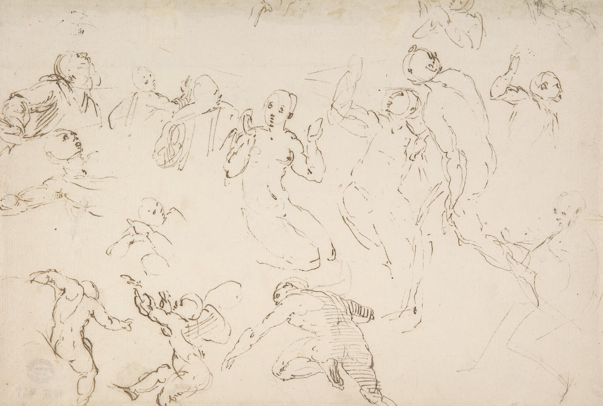 Standing and Kneeling Figures and Studies of Flying Putti 15651608