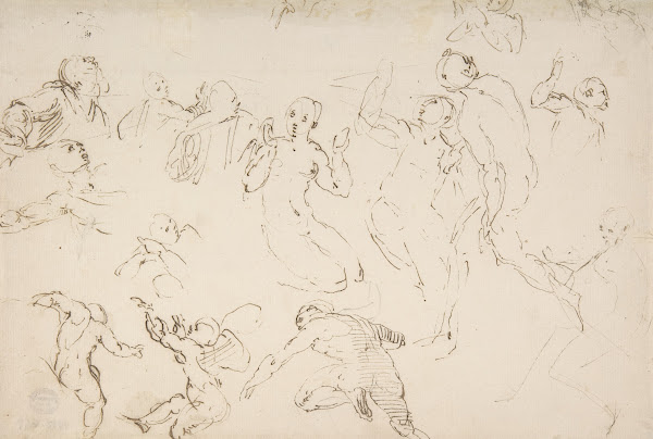 Standing and Kneeling Figures and Studies of Flying Putti 15651608