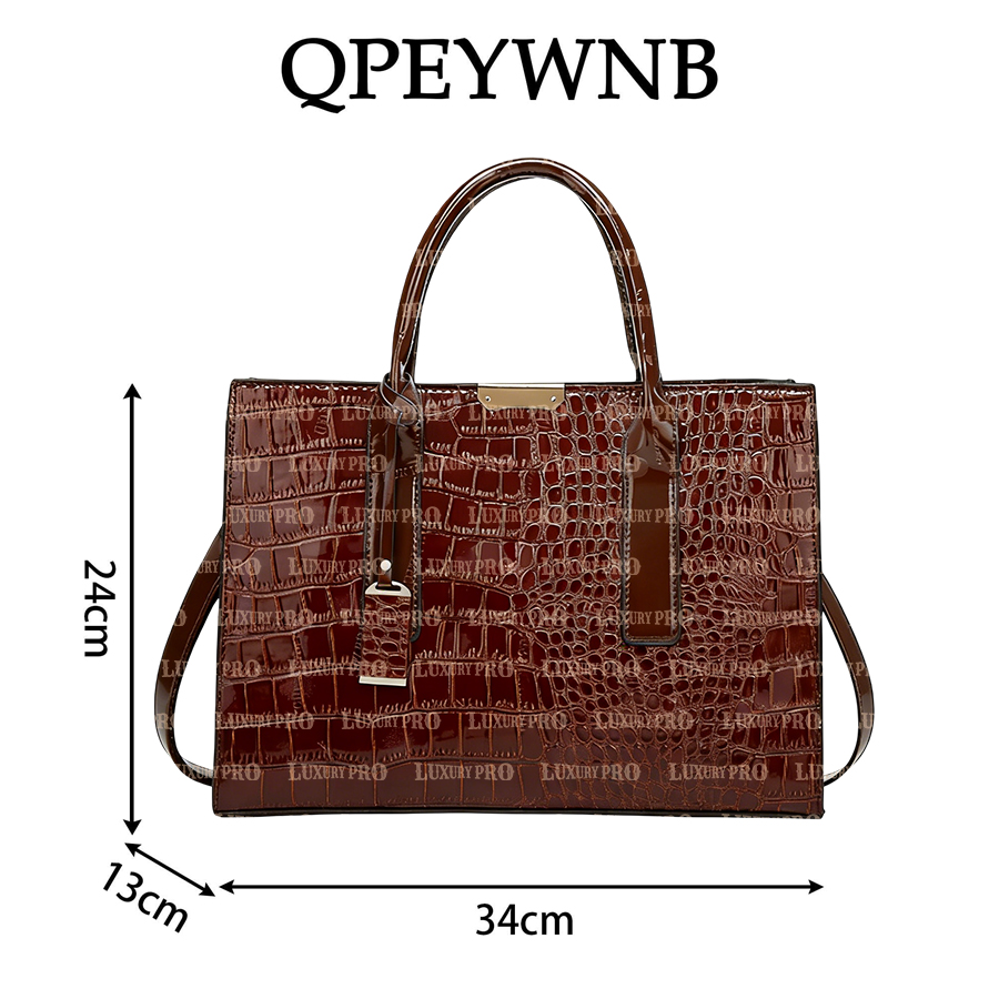 Patent Leather Crocodile Pattern Women's Bag