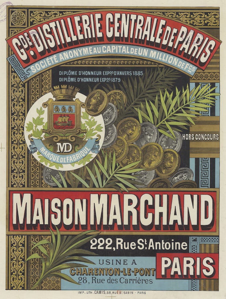 Grande distillerie centrale de Paris Maison Marchand 222 rue St Antoine Paris 18
