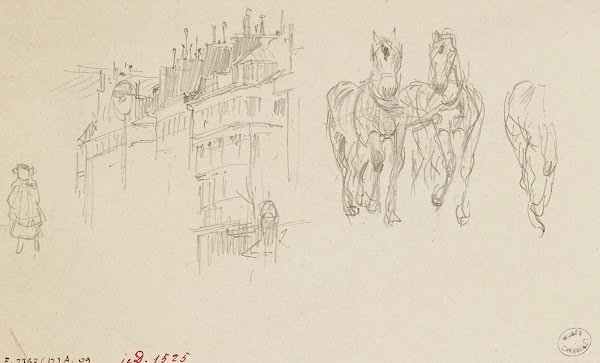 Façades dimmeubles et chevaux 1895   1905