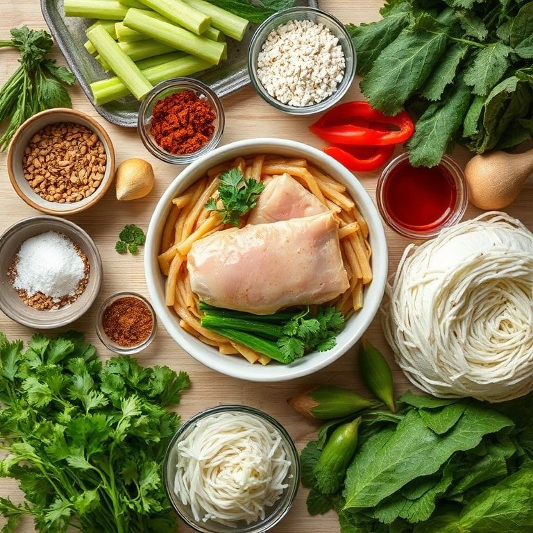 Ingredients for Easy High Protein Ramen Recipe with Chicken or Tofu - Quick, Homemade & Packed with Flavor