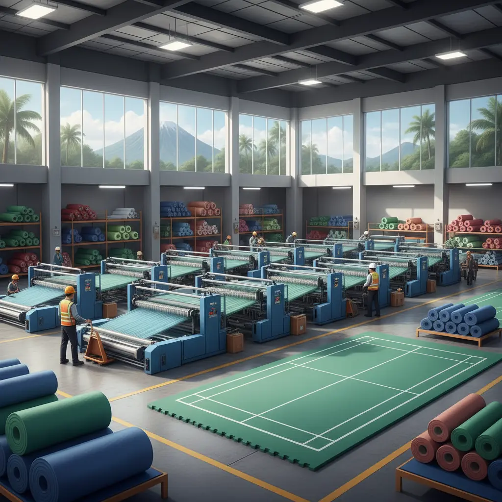 Pabrik pembuat karpet lapangan badminton di Indonesia