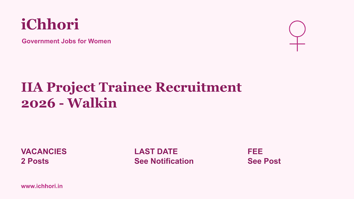 IIA Project Trainee Recruitment 2026 - Walkin - iChhori