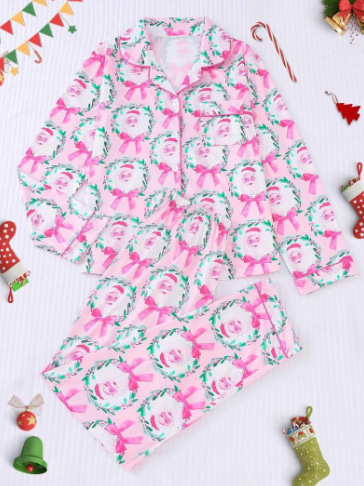 Women's pajama set with Christmas motif, long sleeves, set