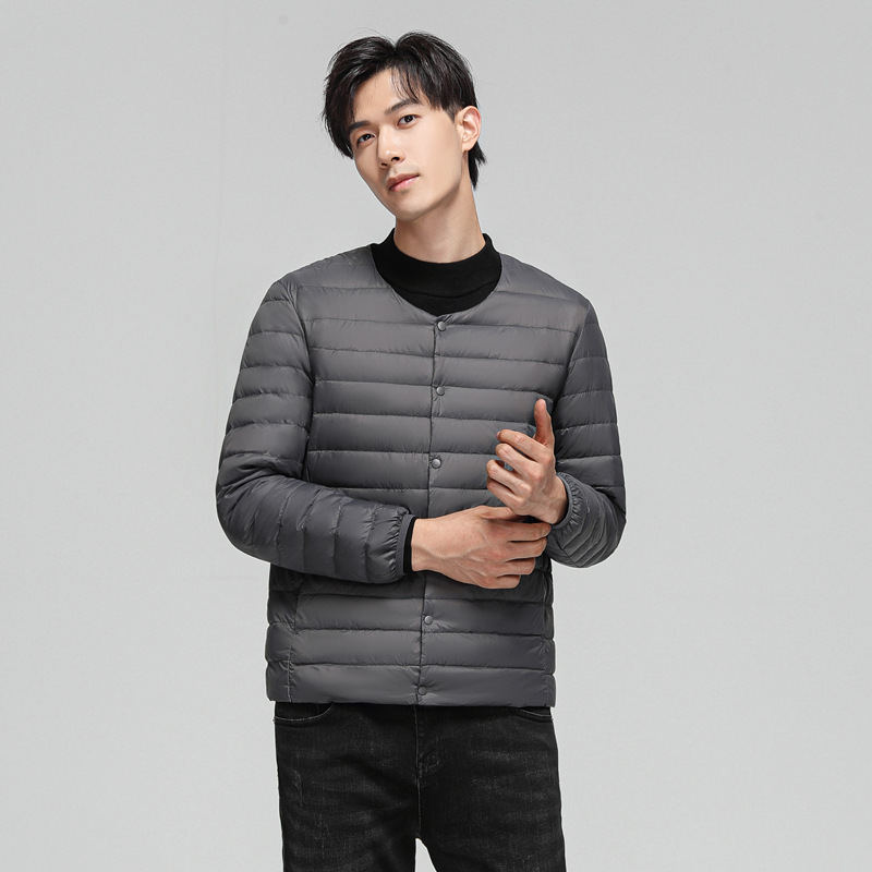 Lightweight Men's Down Jacket, Round Neckline