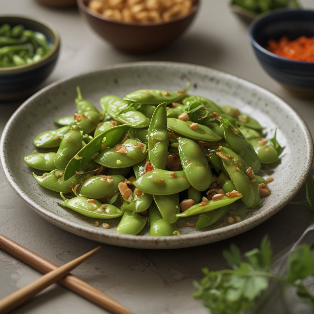 Final Crispy Gochujang-Honey Edamame with Toasted Sesame Sprinkle