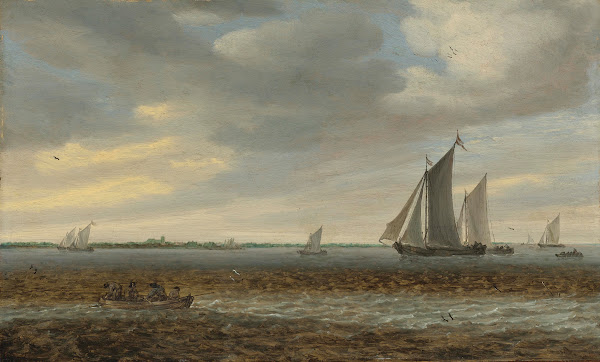 Sailboats And A Rowboat In Coastal Waters 1661