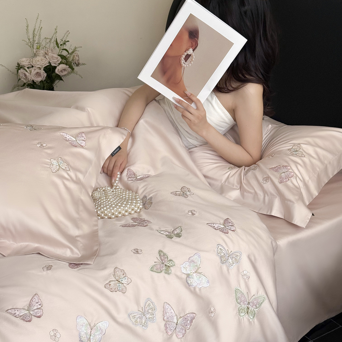 Cotton Bedding Set, 100S, Floral Pattern
