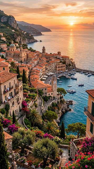 Idyllic Mediterranean Coastal City with Renaissance Architecture - Free mobile Wallpaper