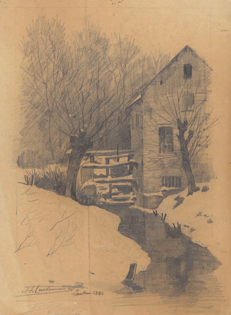 Laeken moulin à eau sous la neige 1886