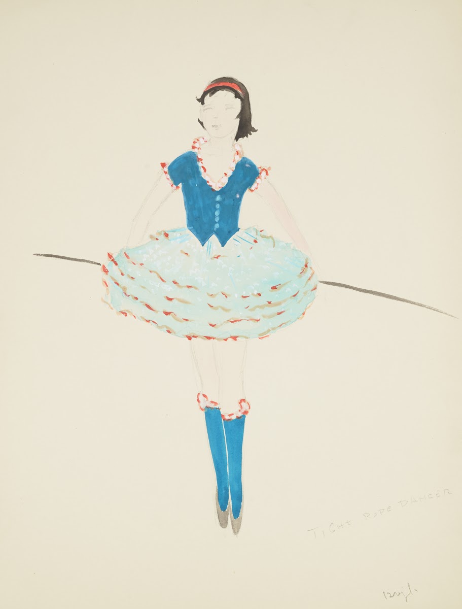 Runaway Clown Tight Rope Dancer Blue bodice teal tutu blue stockings red headban