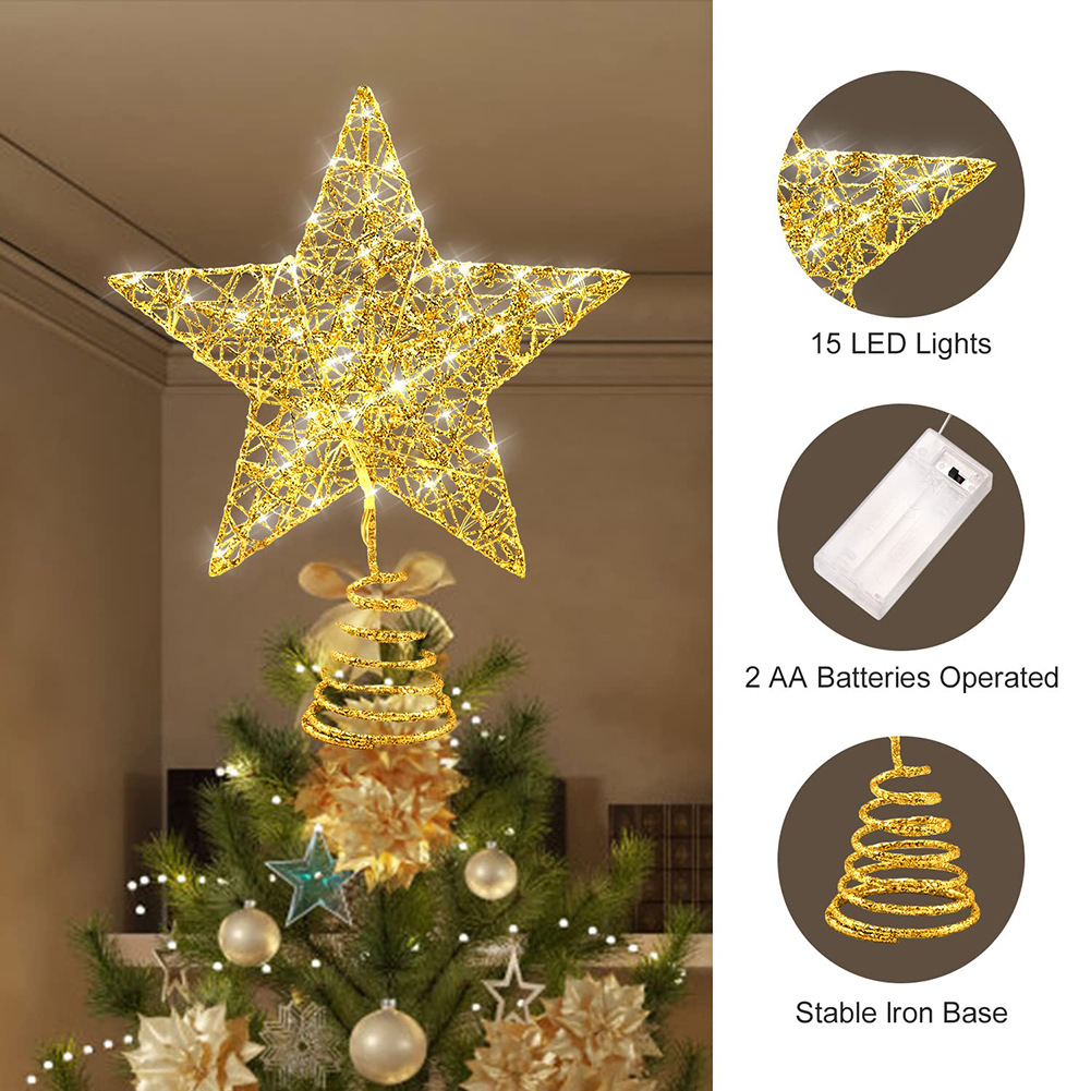 Weihnachtsbaum-Spitzenstern mit LED-Lichterkette