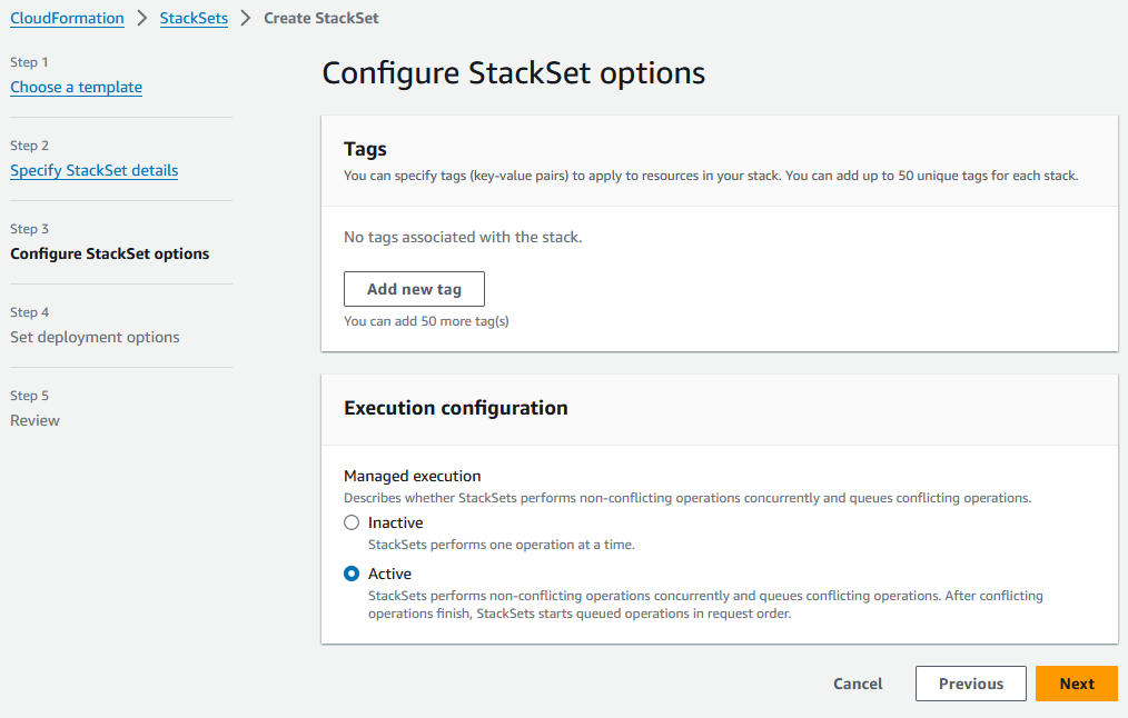 Stackset Options