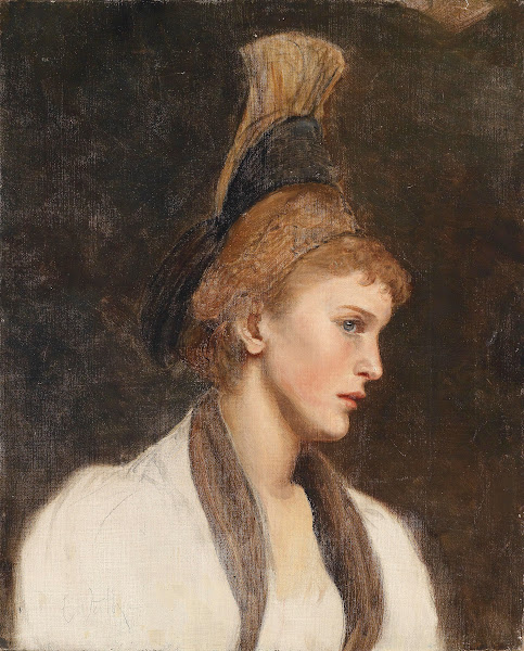 Frau im Profil mit Goldhaube