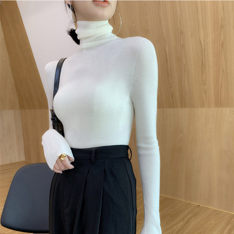 Women's knitted sweater with stand-up collar, warm and versatile