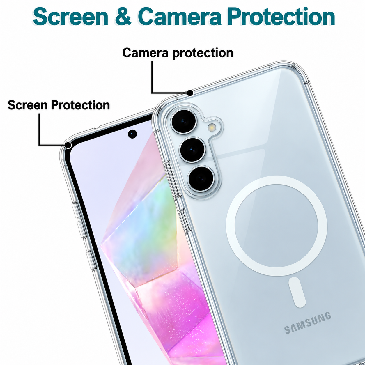 Samsung Galaxy A55 5G Hybrid Phone Case – Hard Back Cover with Soft TPU Sides - view 3