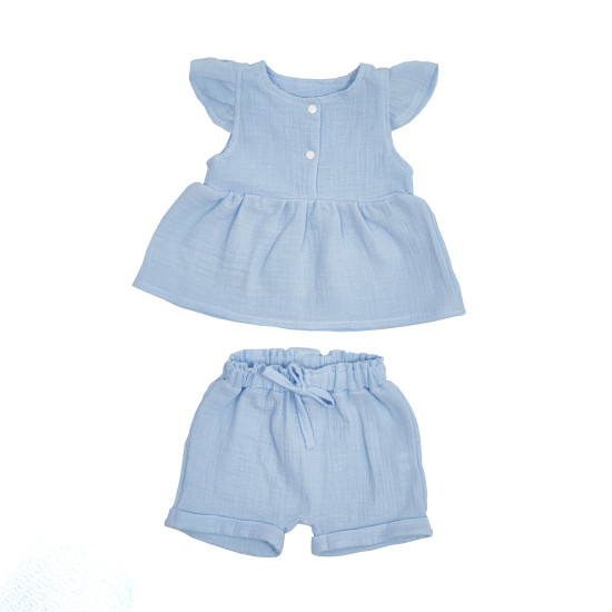 Set for girls Twins (shorts, T-shirt) muslin 74s Print