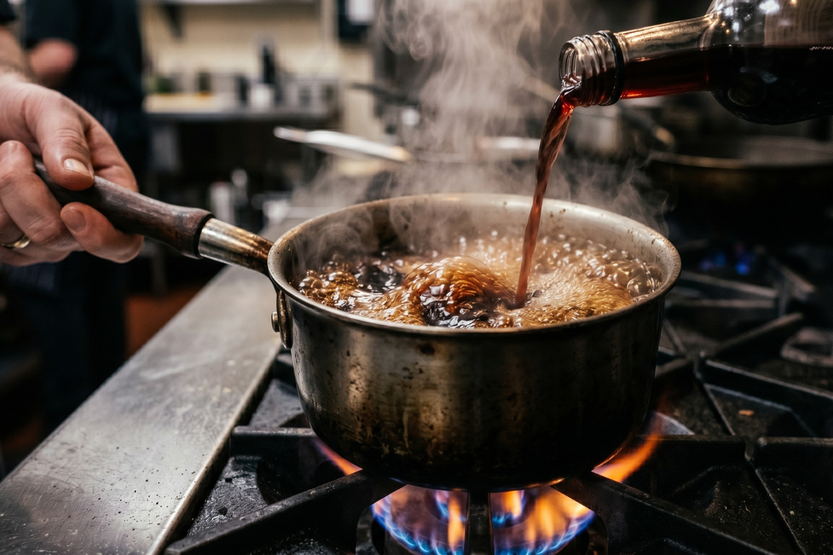 Gastrique reduction on gas burner