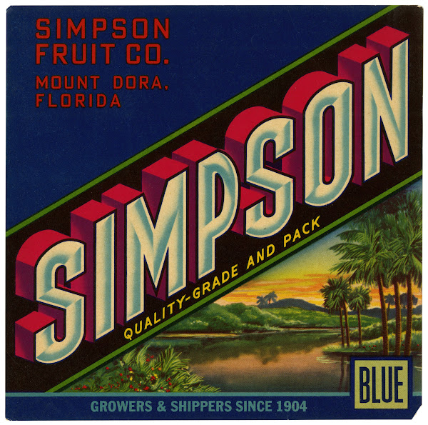 Fruit Label For Simpson  Blue 1930 1950