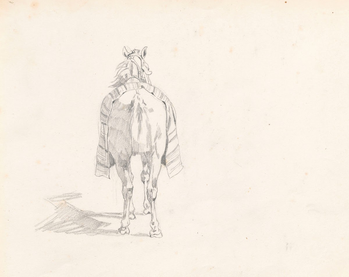 Horse covered with saddlecloth from the back study for the painting Return from