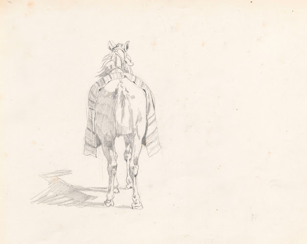 Horse covered with saddlecloth from the back study for the painting Return from