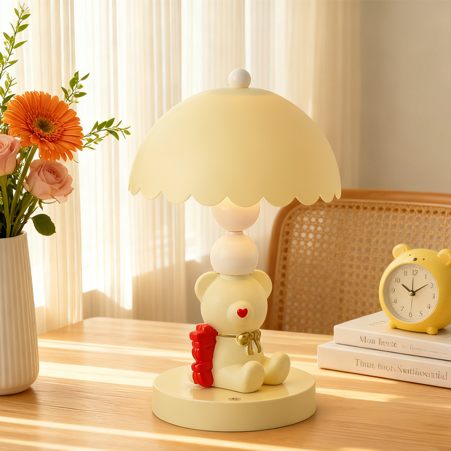 Bow Teddy Bear Table Lamp for Children's Room