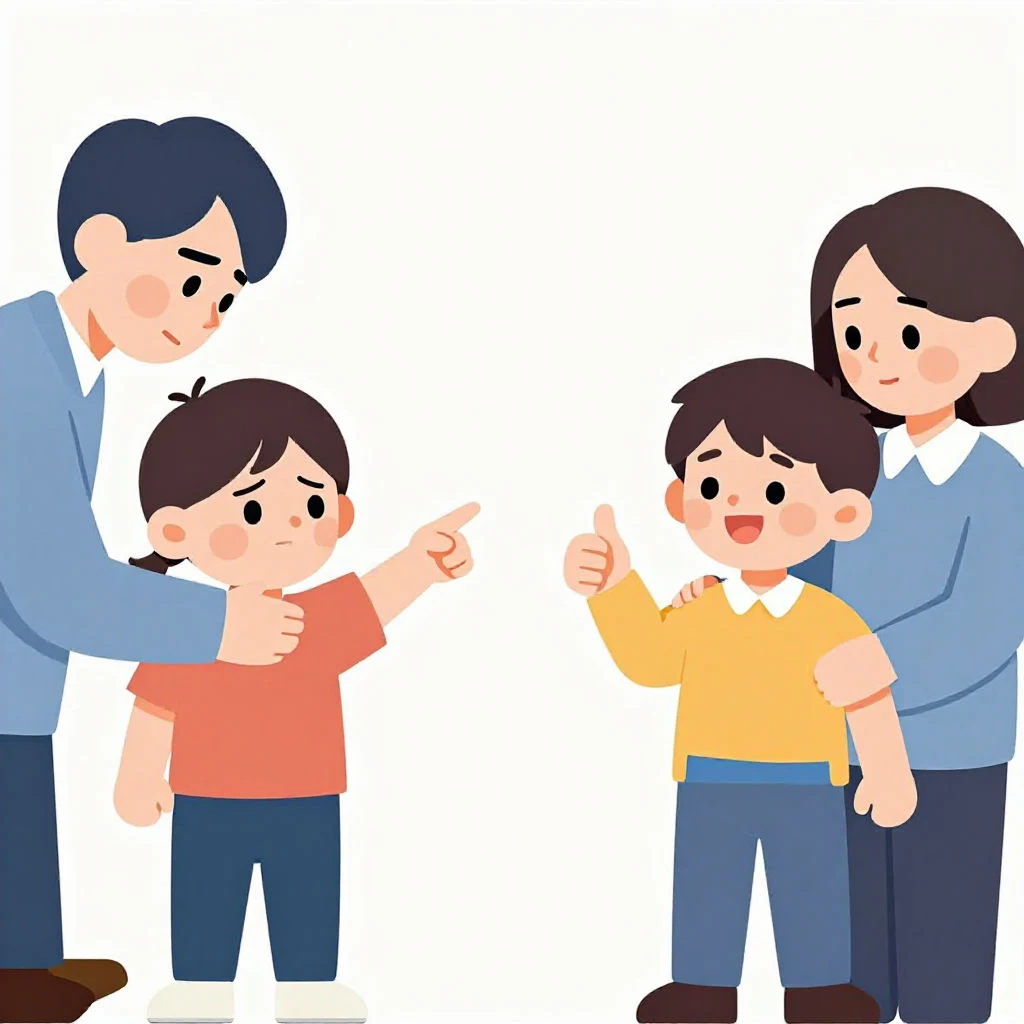 잔소리 방식과 격려 방식의 대화 차이를 보여주는 비교 일러스트