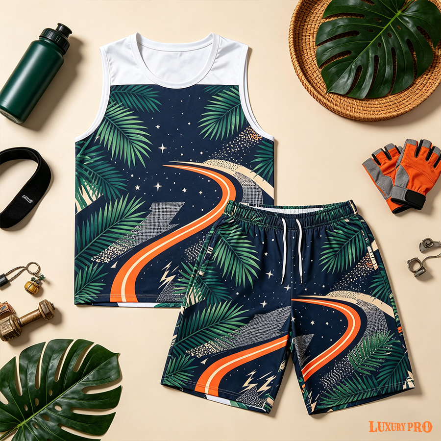 AOP PHI Tank Top + Regular Beach Shorts (Bird's Eye Fabric)