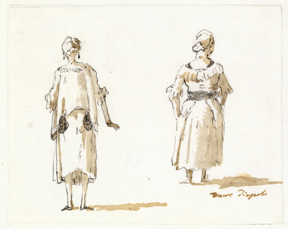 Caricature of Two Women Seen From Behind late 18th century