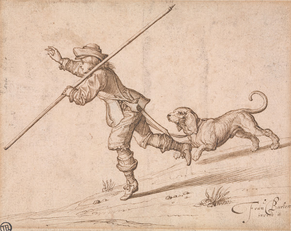 Man Hunting With A Pointed Staff And A Hound Ca 1645 1650