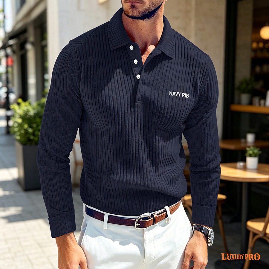 2D‑Vertical‑striped Business Polo Shirt