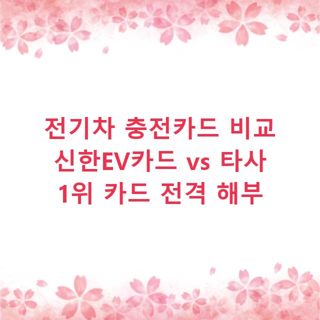 전기차 충전카드 비교 신한EV카드 vs 타사 1위 카드 전격 해부