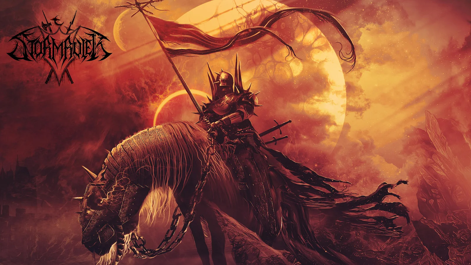 Stormruler Dark Knight on Horseback - Fantasy Illustration 4K Wallpaper (3840x2160)