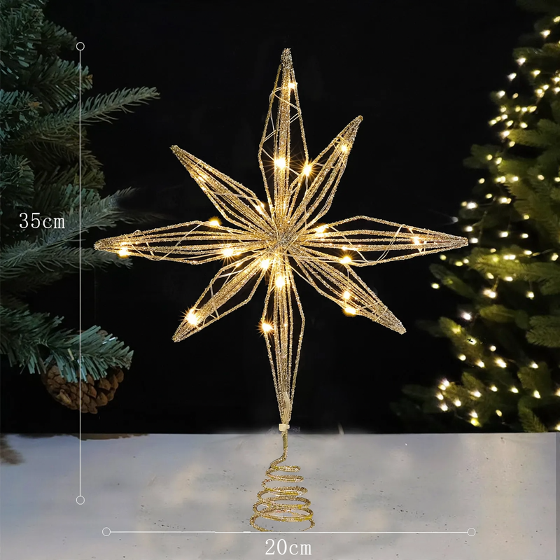 Illuminated Christmas Tree Star Made of Iron