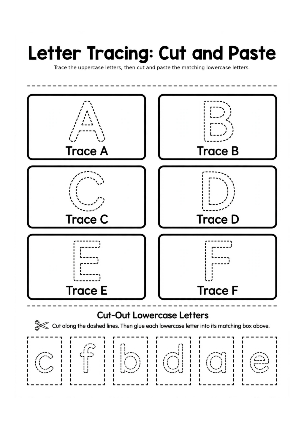 Letter Tracing: Cut and Paste Worksheet
