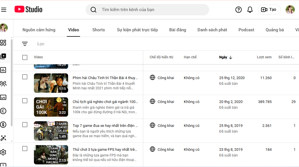 Bán kênh YouTube hơn 1.06K subs, kênh sạch lập từ 2017, nội...