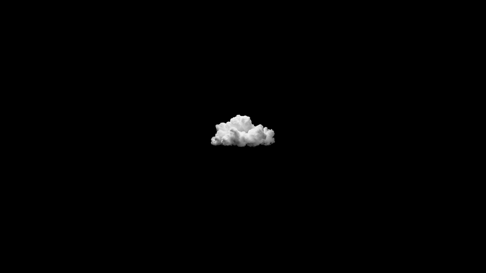 Single White Cloud On Black - Minimalist Digital Art 4K Wallpaper (3840x2160)