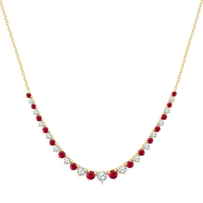 Round Shape Gemstone & Diamond Riviera Necklace