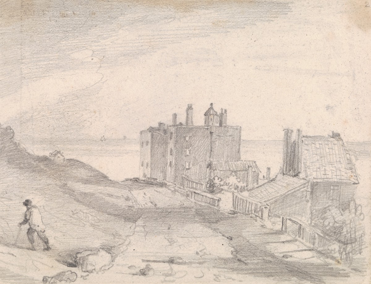 Sketch of a Cliffside Road and Buildings Hastings 1820